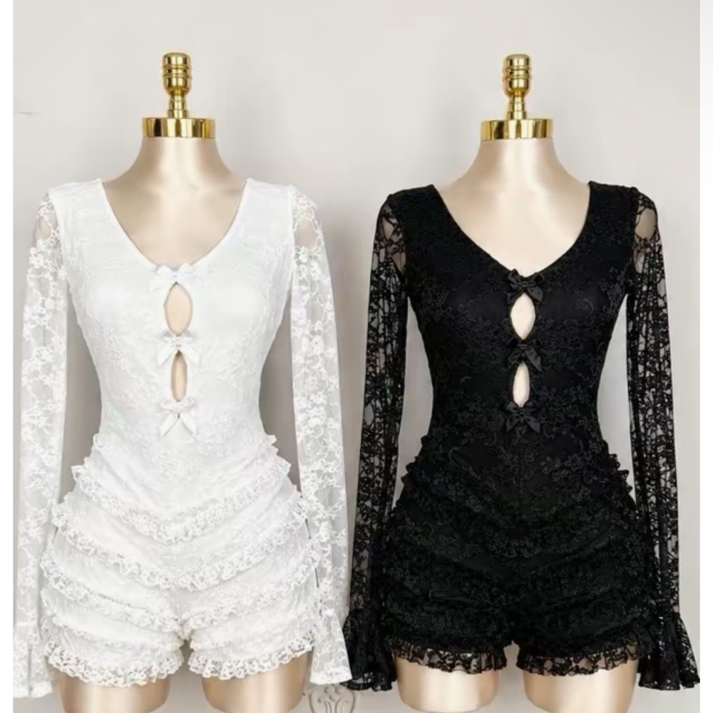 Lace Keyhole Romper - Available in White or Black